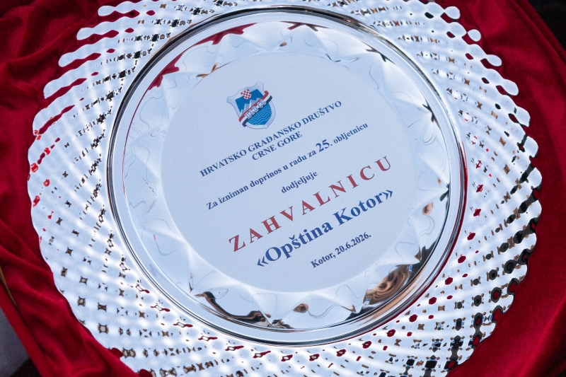 OPŠTINI KOTOR ZAHVALNICA POVODOM JUBILEJA...